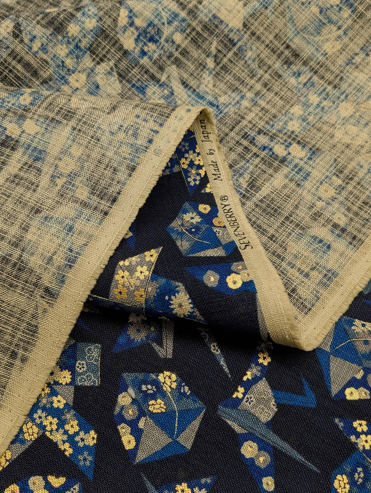 Sevenberry - Golden Origami Cotton Fabric - Dark Blue