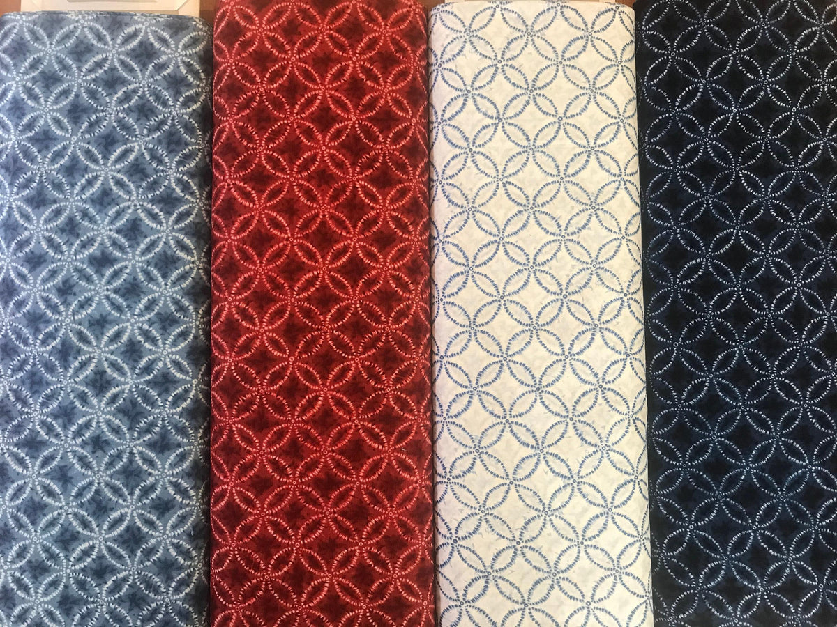 Sevenberry - Shippo Printed Shibori-Style Collection Cotton Fabric - Navy