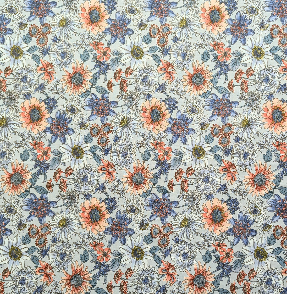 Hokkoh - Meadow Bouquet Cotton Fabric - Light Blue