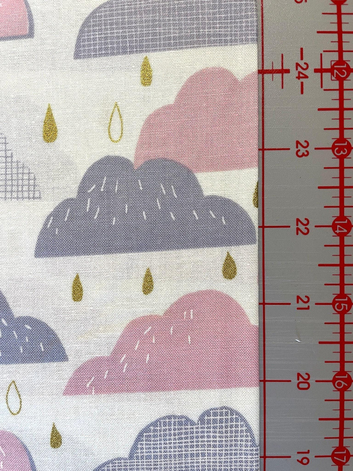 Hokkoh - Rain Clouds Cotton Fabric - Pink Gray