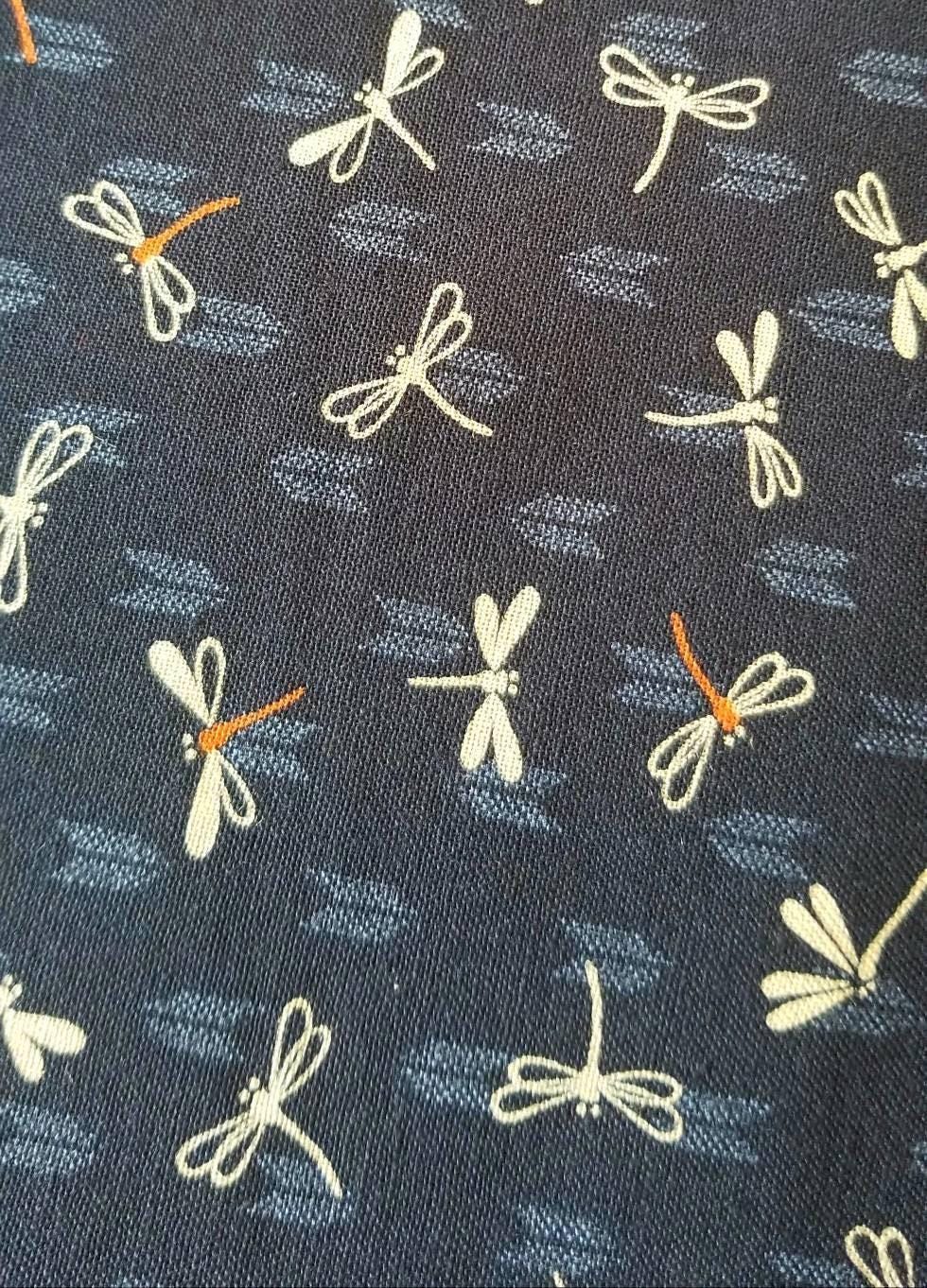 Sevenberry - Dragonflies with Arrows Cotton Fabric - Navy Blue