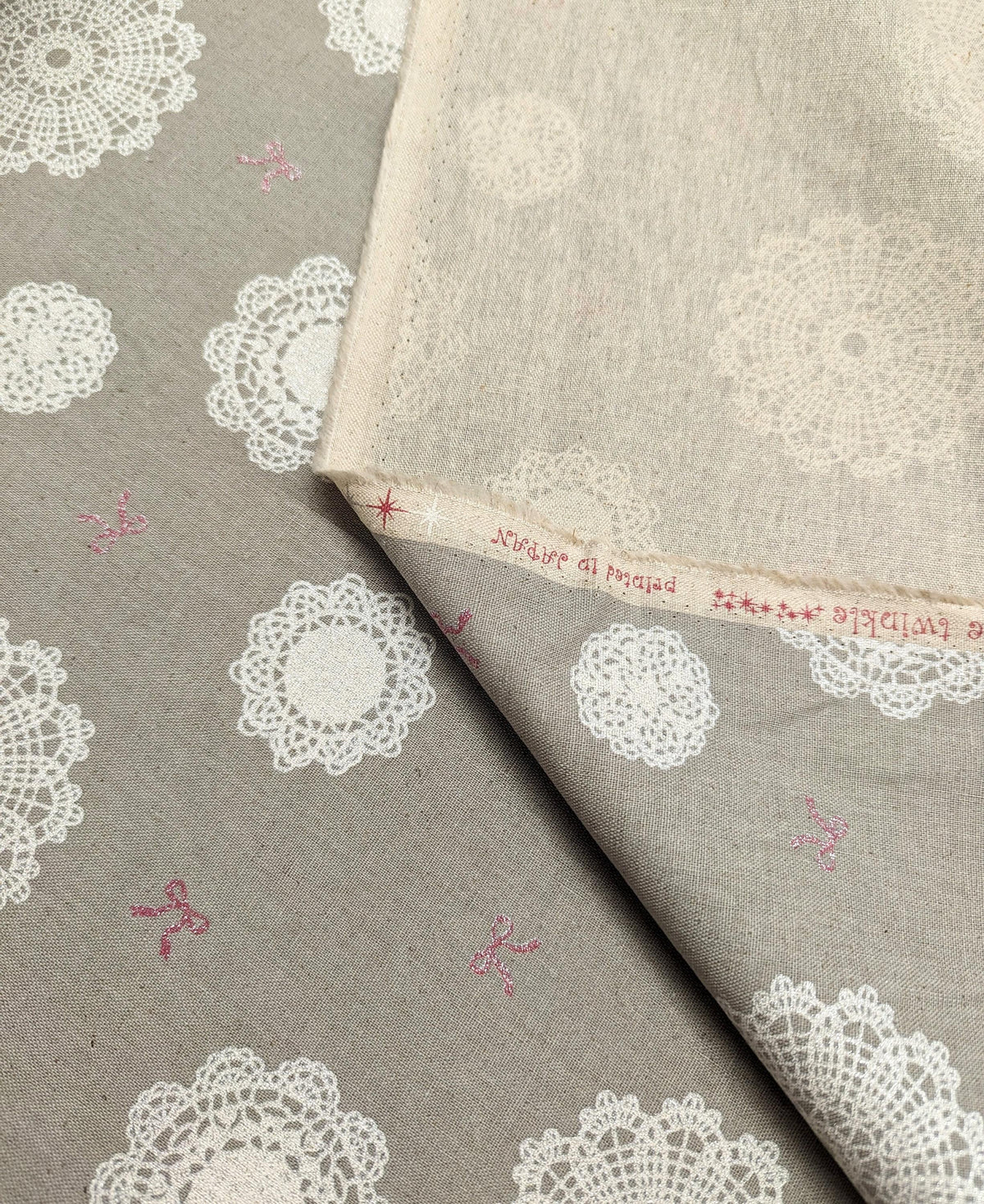 Senyo - Glittering Doilies Cotton Oxford - Pink White