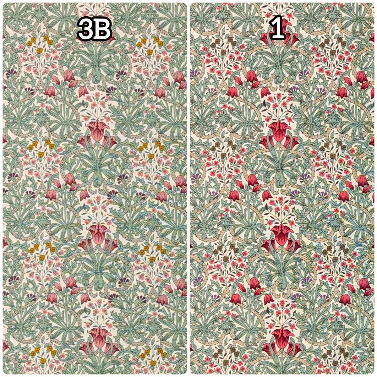 Tulips and Filigree Country Floral Japanese cotton sheeting fabric 88-0845-3B light tint