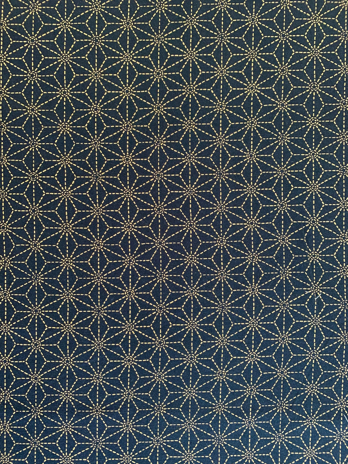 Sevenberry - Sashiko Stars Cotton Fabric 麻の葉 Asanoha - Dark Blue Beige