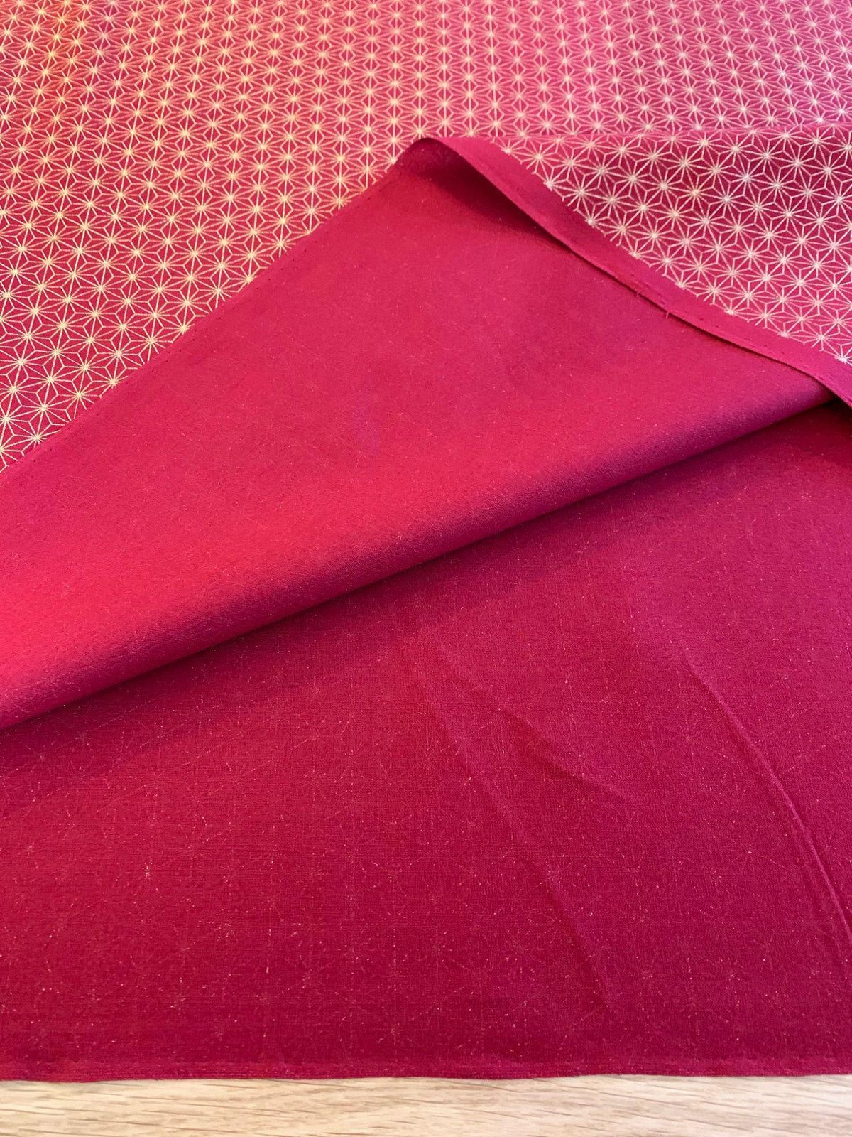 Sevenberry - Golden Asanoha Stars Cotton Fabric - Red