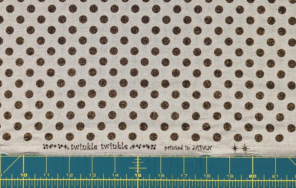 Senyo - Glittering Polka Dots Cotton Oxford - Gold and Natural