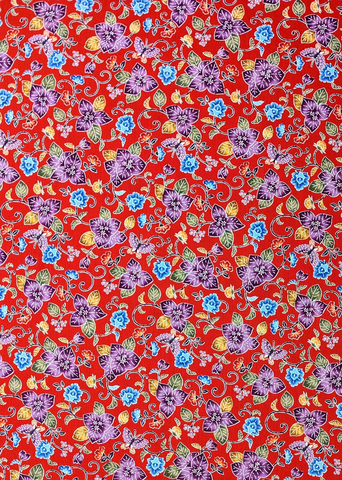 Cosmo - Tropical Bingata Flowers Cotton - Red