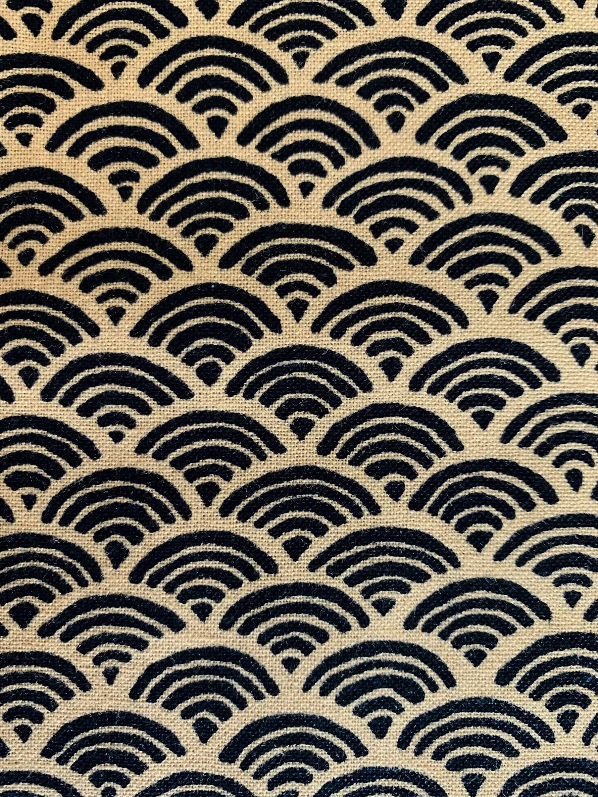 Sevenberry - Waves Cotton Fabric - Beige Dark Navy Black