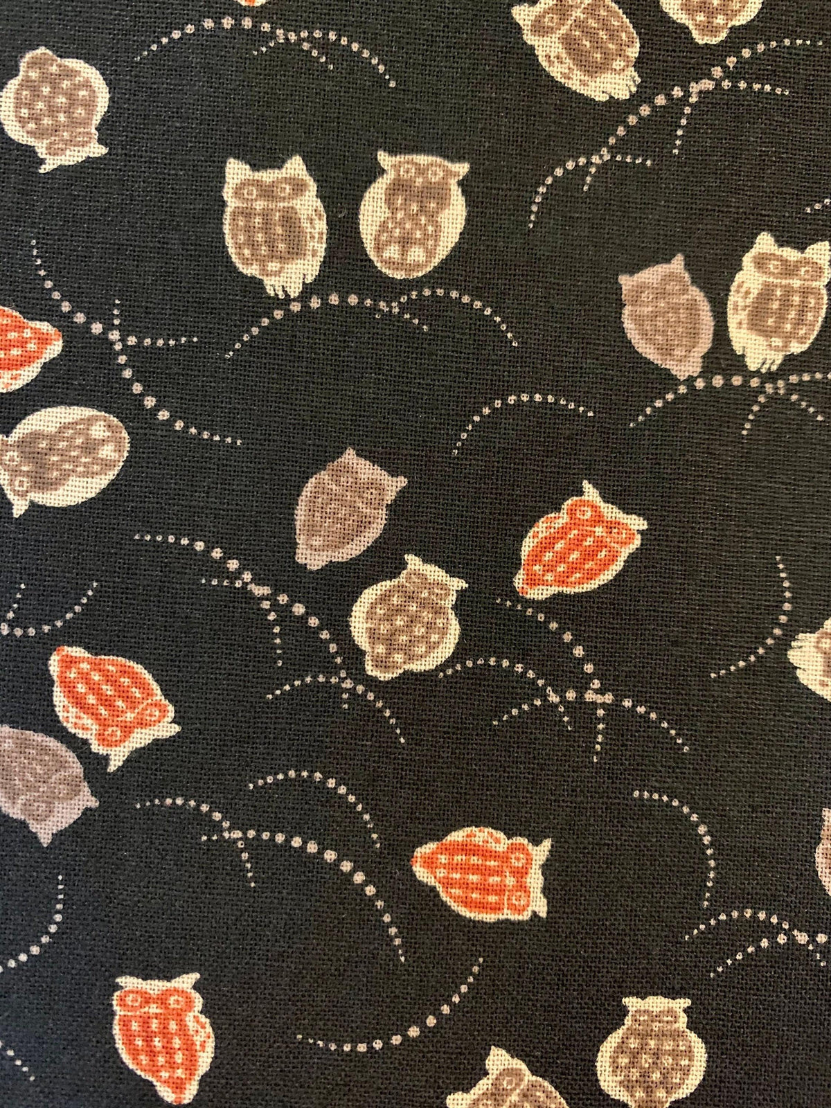 Sevenberry - Owls Cotton Fabric - Black