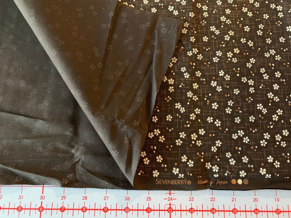 Sevenberry - Tiny Cherry Blossoms Cotton Fabric - Brown