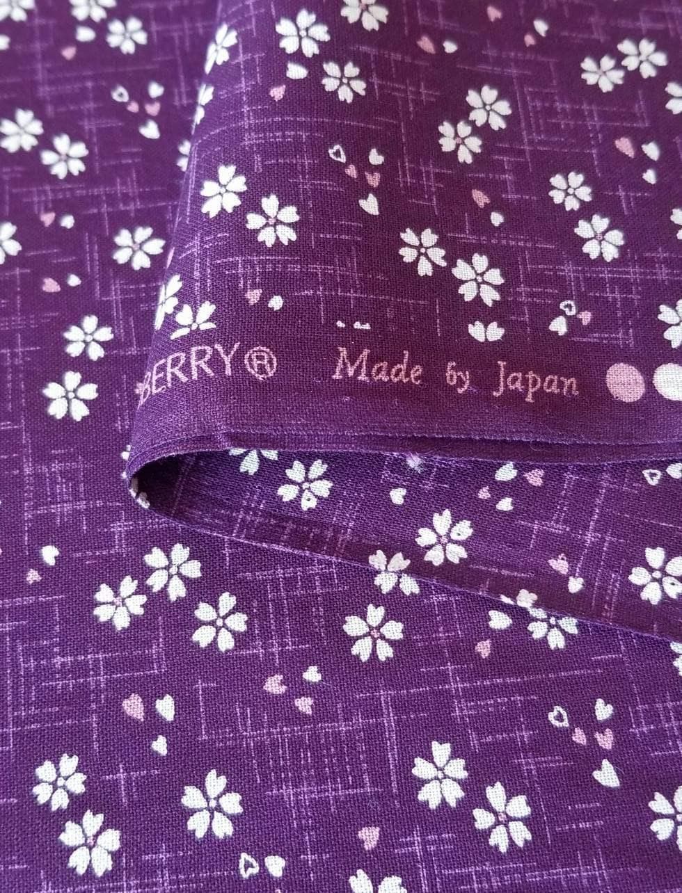 Sevenberry - Cherry Blossoms in Plum Purple Cotton Fabric - Plum Purple