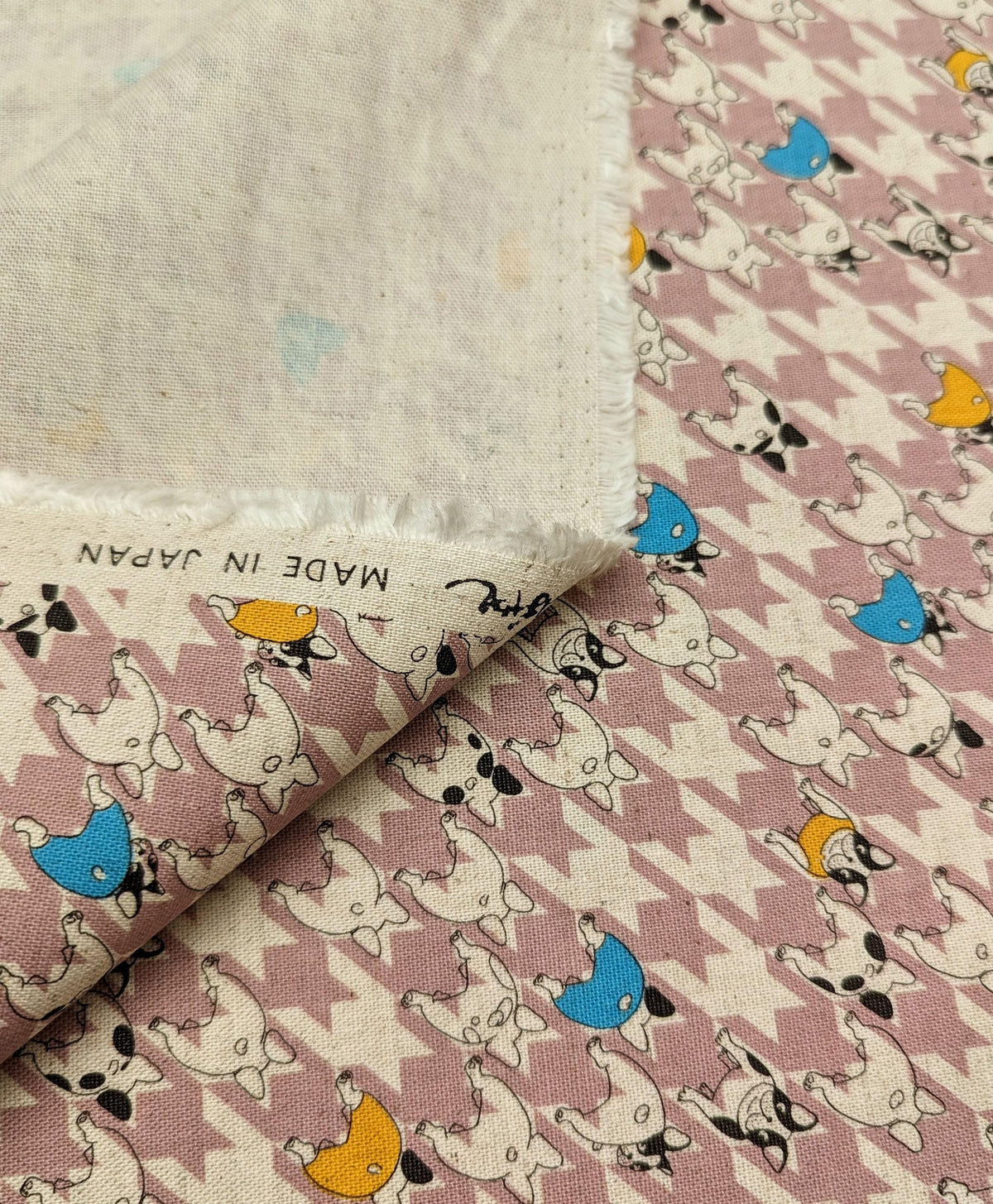 Kobayashi - Frenchies & Herringbone Cotton/Linen Light Canvas - Yellow Blue