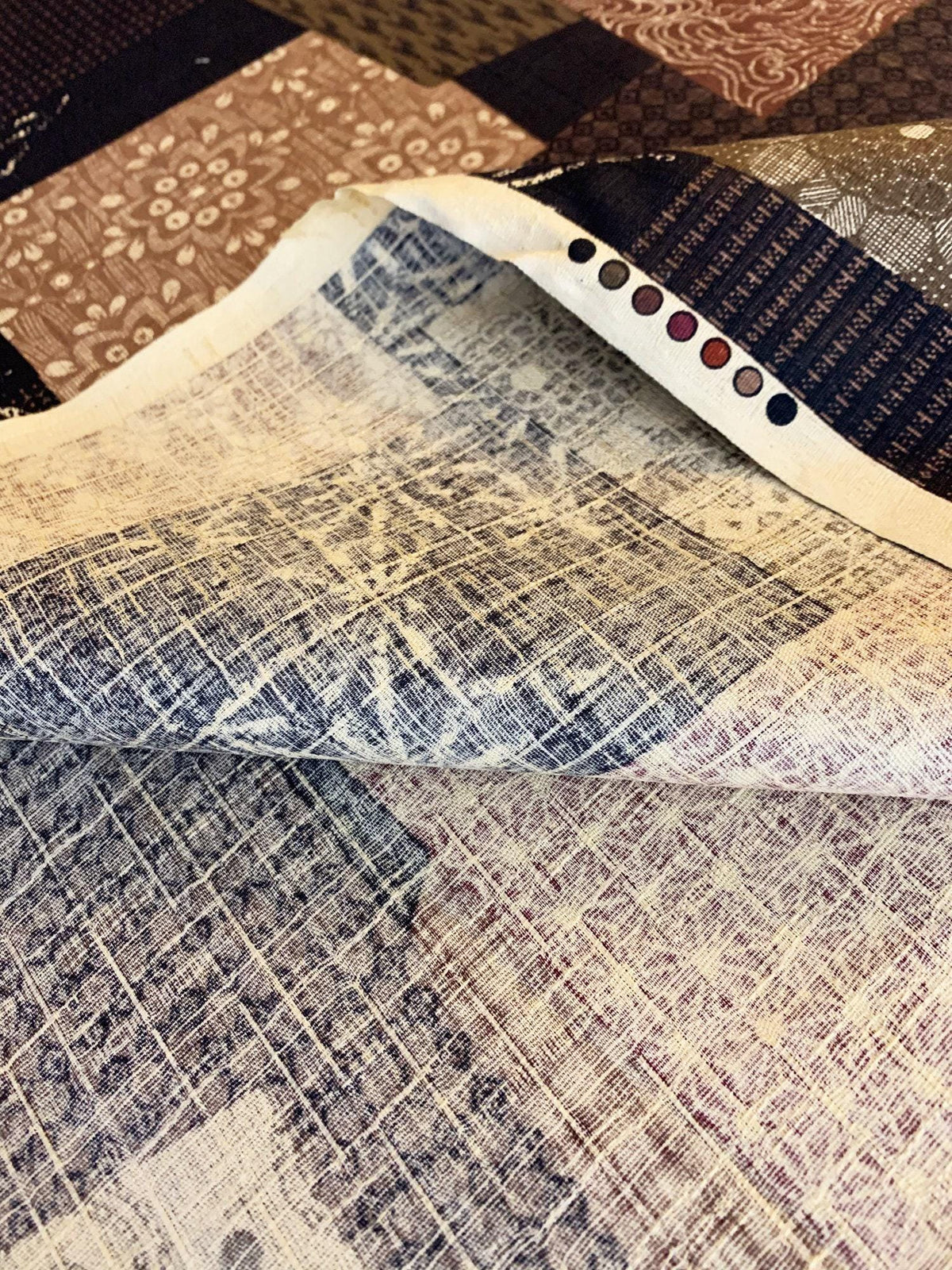 Morikiku - Boro Patchwork Cotton Dobby - Brown