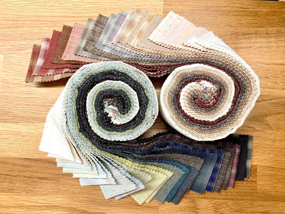Cosmo - 23 Pieces 2.5 Inch Twist Yarn Dyed Cotton Taupe Roll - Pink or Green