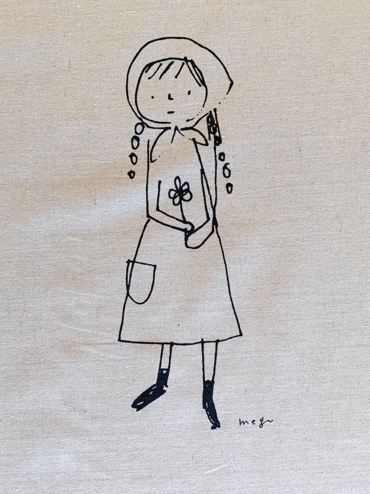 Kei - Megumi Sakakibara Collection Cotton Linen Panel - Beige Black