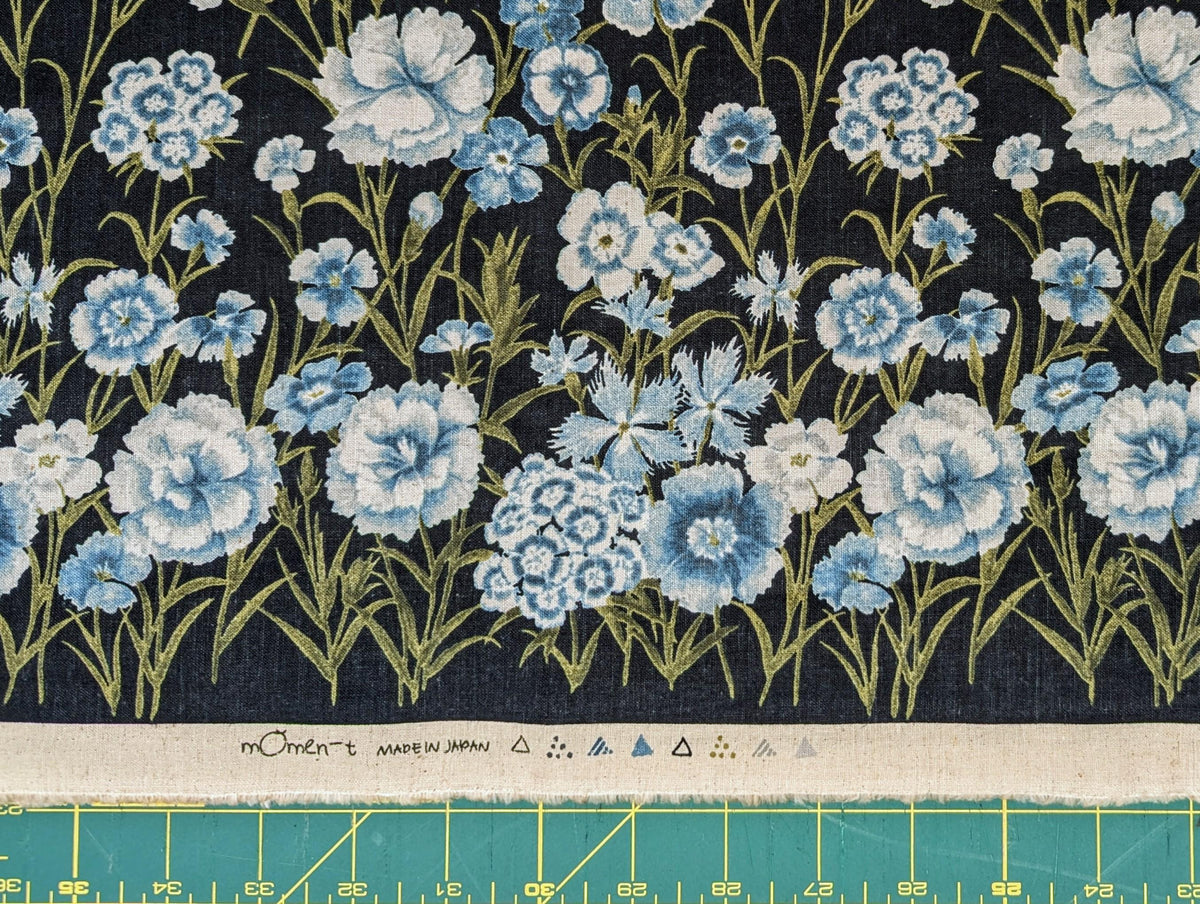 Koizumi - Summer Meadows Panel Momen-T Cotton/Linen Fabric - Dark Blue