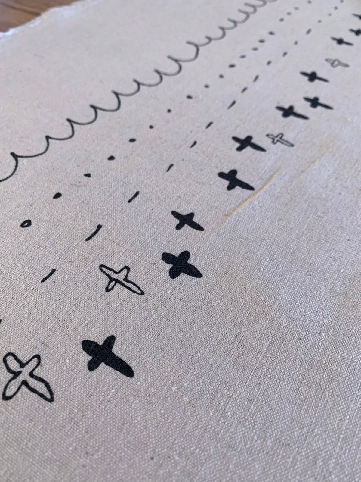 Kei - Megumi Sakakibara Collection Cotton Linen Panel - Beige Black