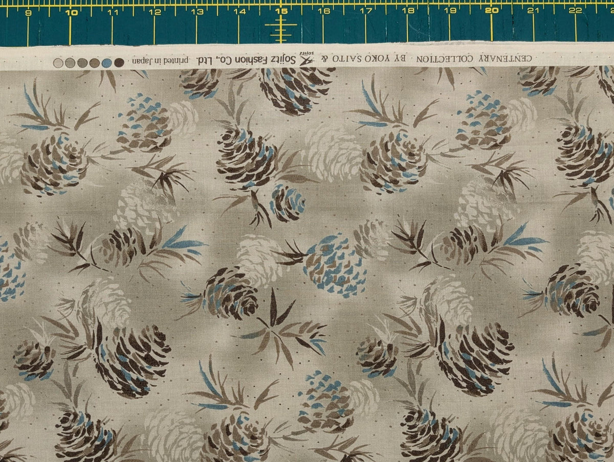Vancet - Watercolor Pinecones Cotton Taupe - Gray