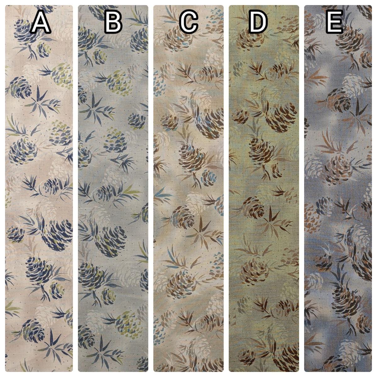 Vancet - Watercolor Pinecones Cotton Taupe - Light Blue