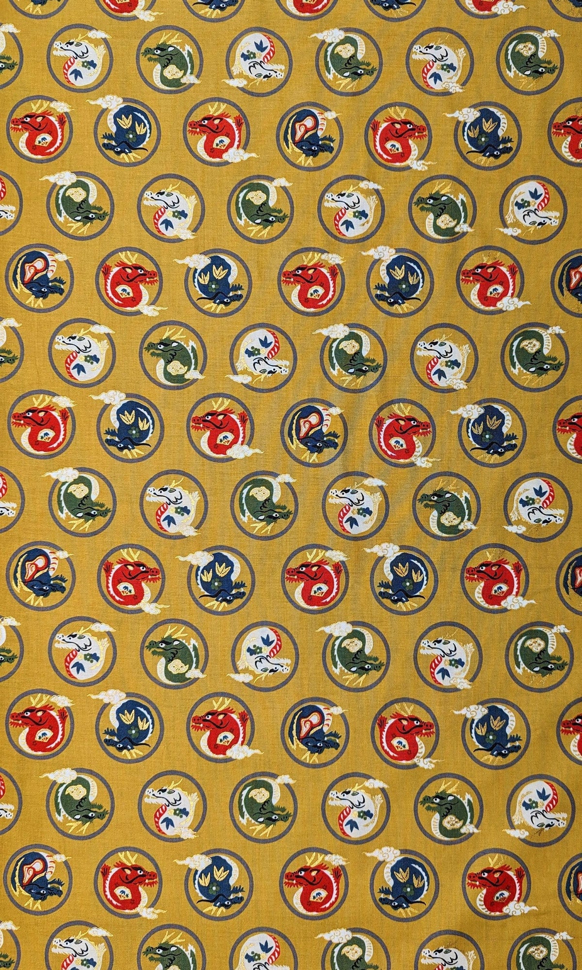 Hokkoh - Little Dragons Cotton Fabric - Yellow