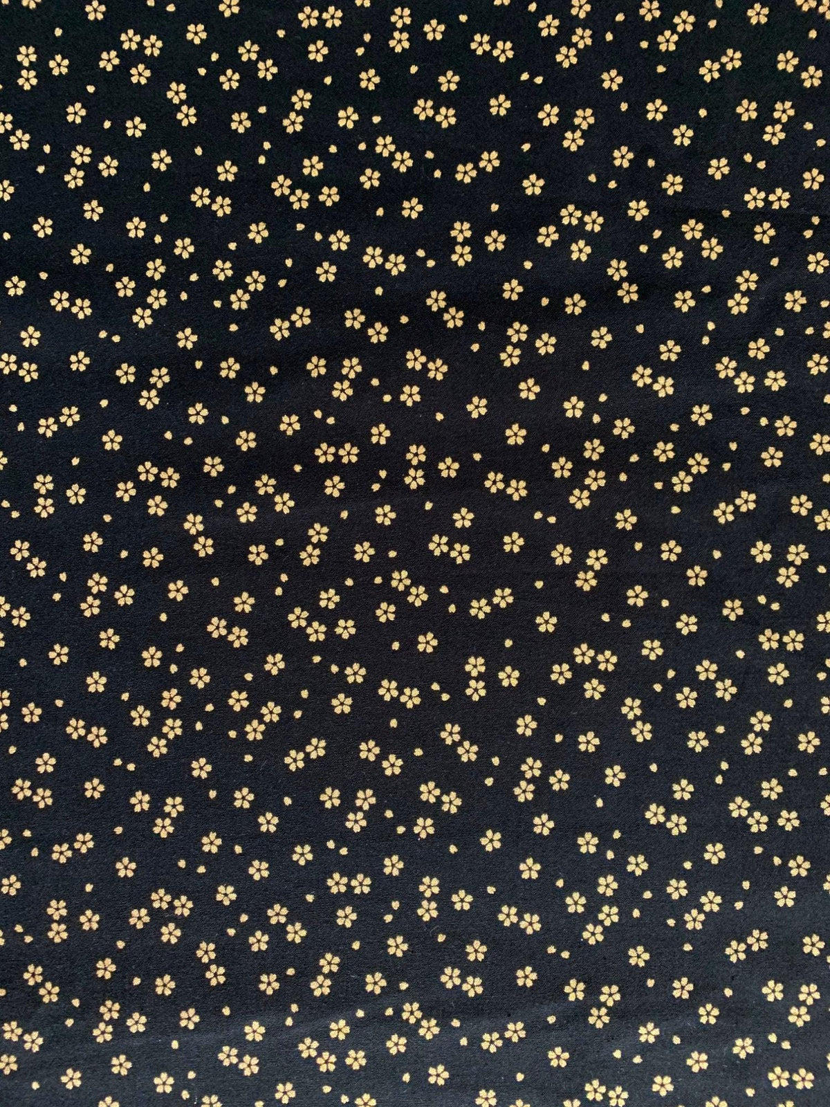 Sevenberry - Golden Cherry Blossoms Cotton Fabric - Black