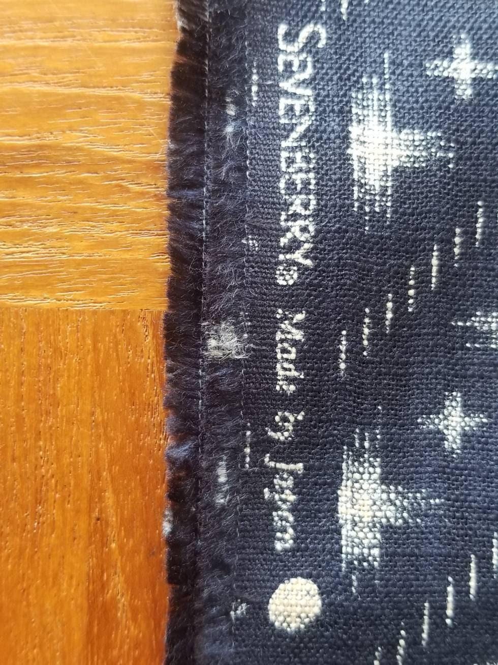 Sevenberry - Diagonal Crosses Cotton Fabric - Navy Indigo Blue Beige