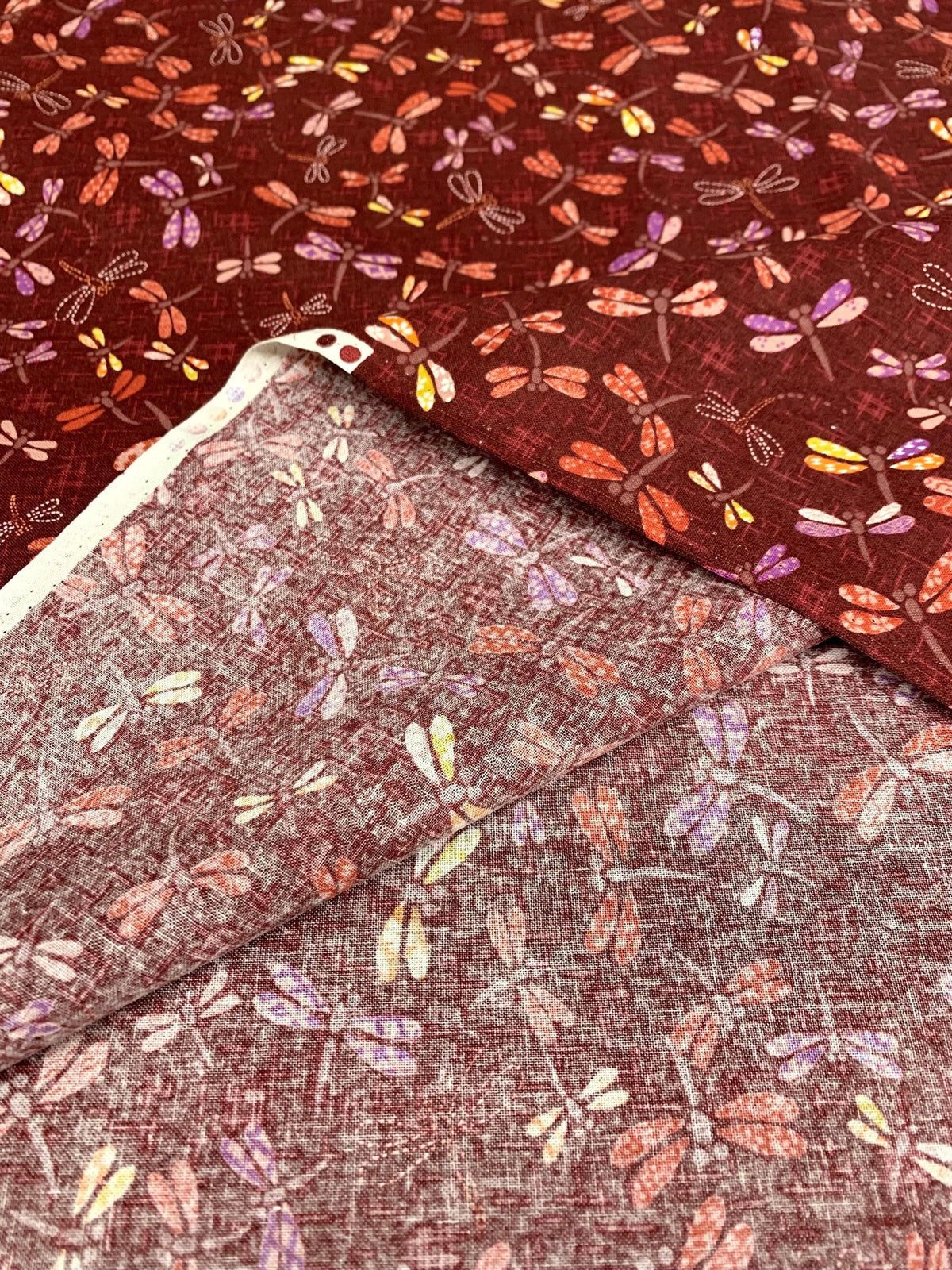 Sevenberry - Patchwork Dragonflies Cotton Fabric - Red