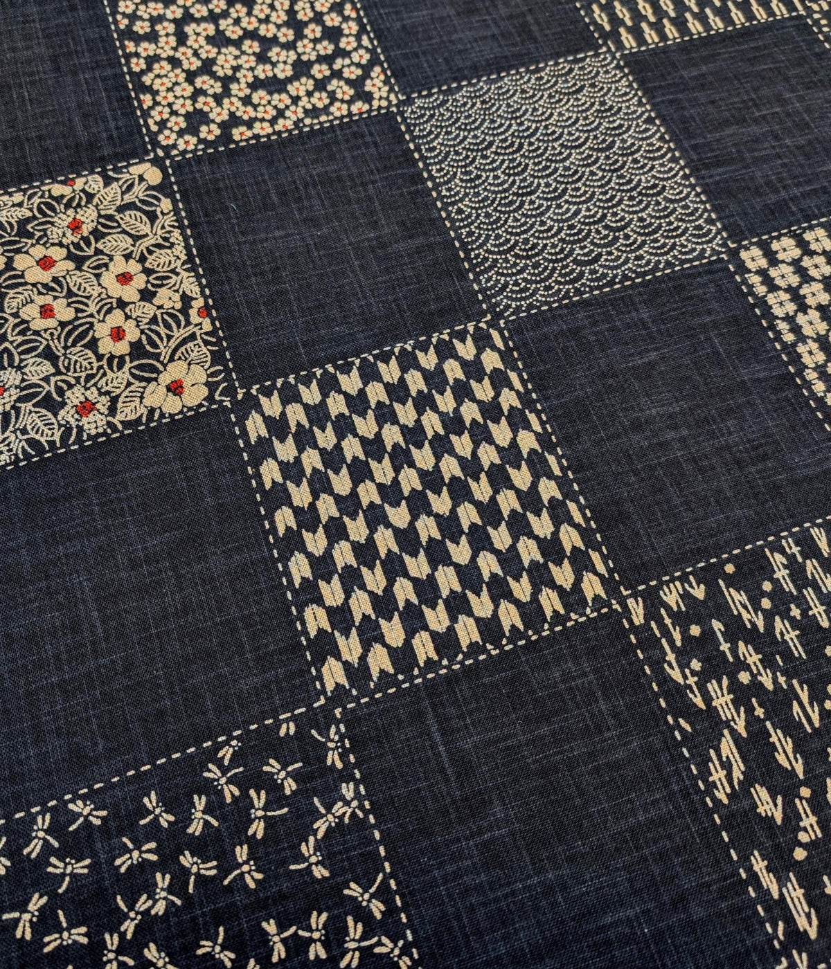 Traditional Patchwork hand stenciled Japanese cotton fabric KP7090-58 A - half yard