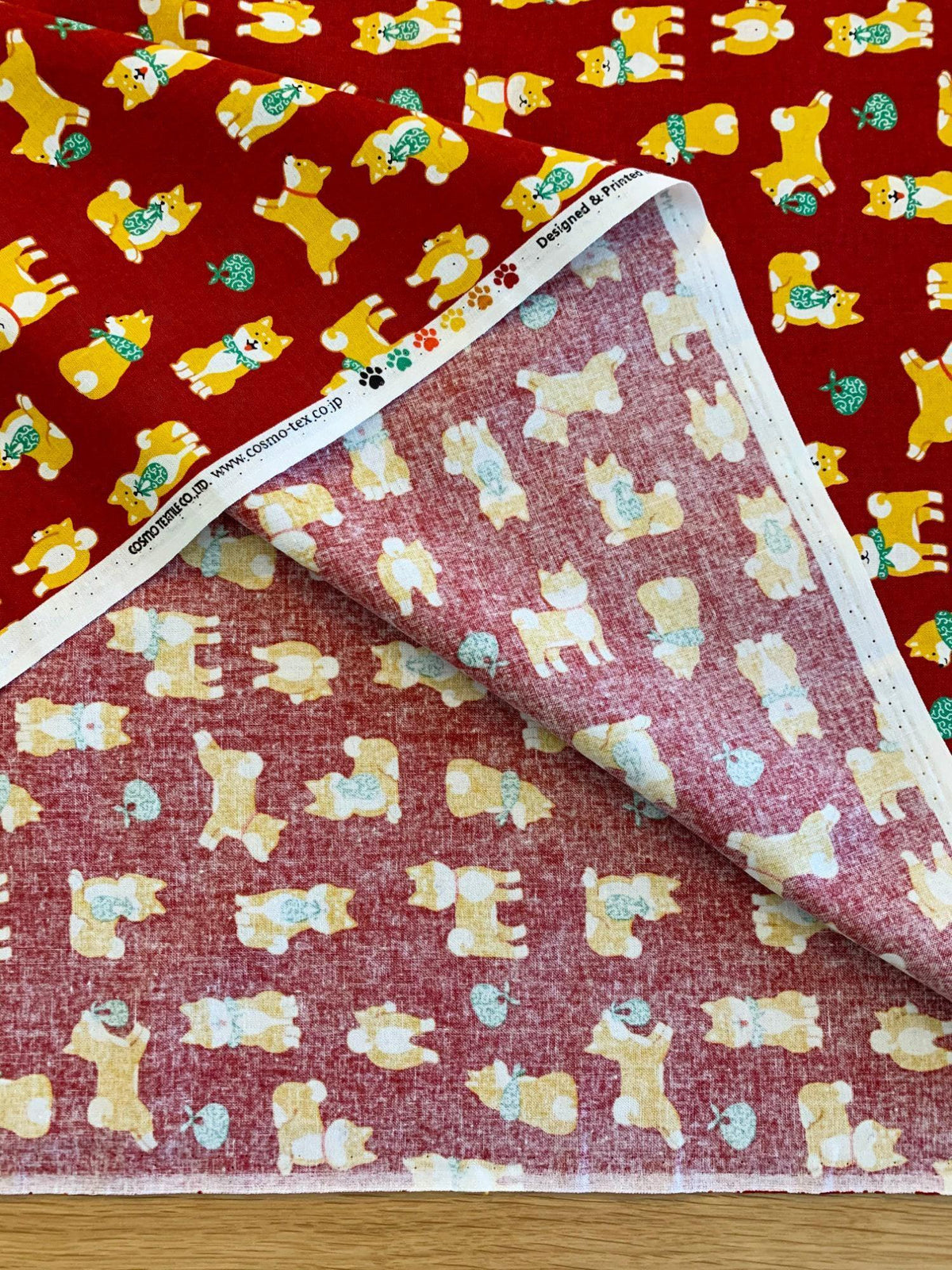 Cosmo - Shiba and Karakusa Cotton - Red