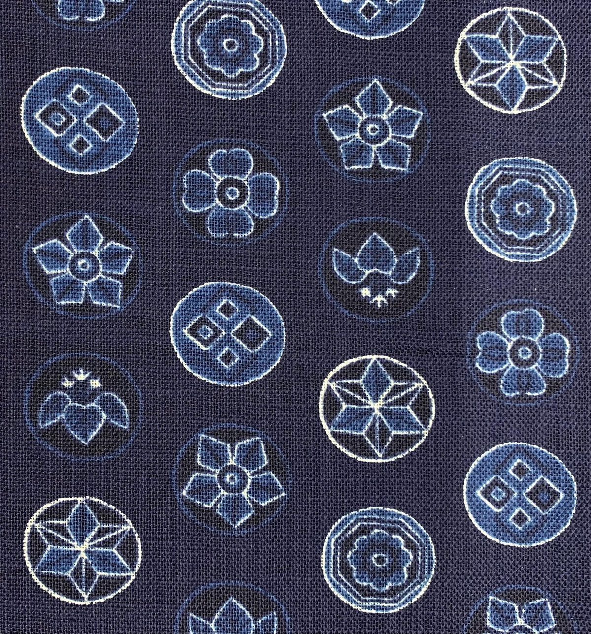 Sevenberry - Vintage Crests Cotton Fabric - Navy Blue