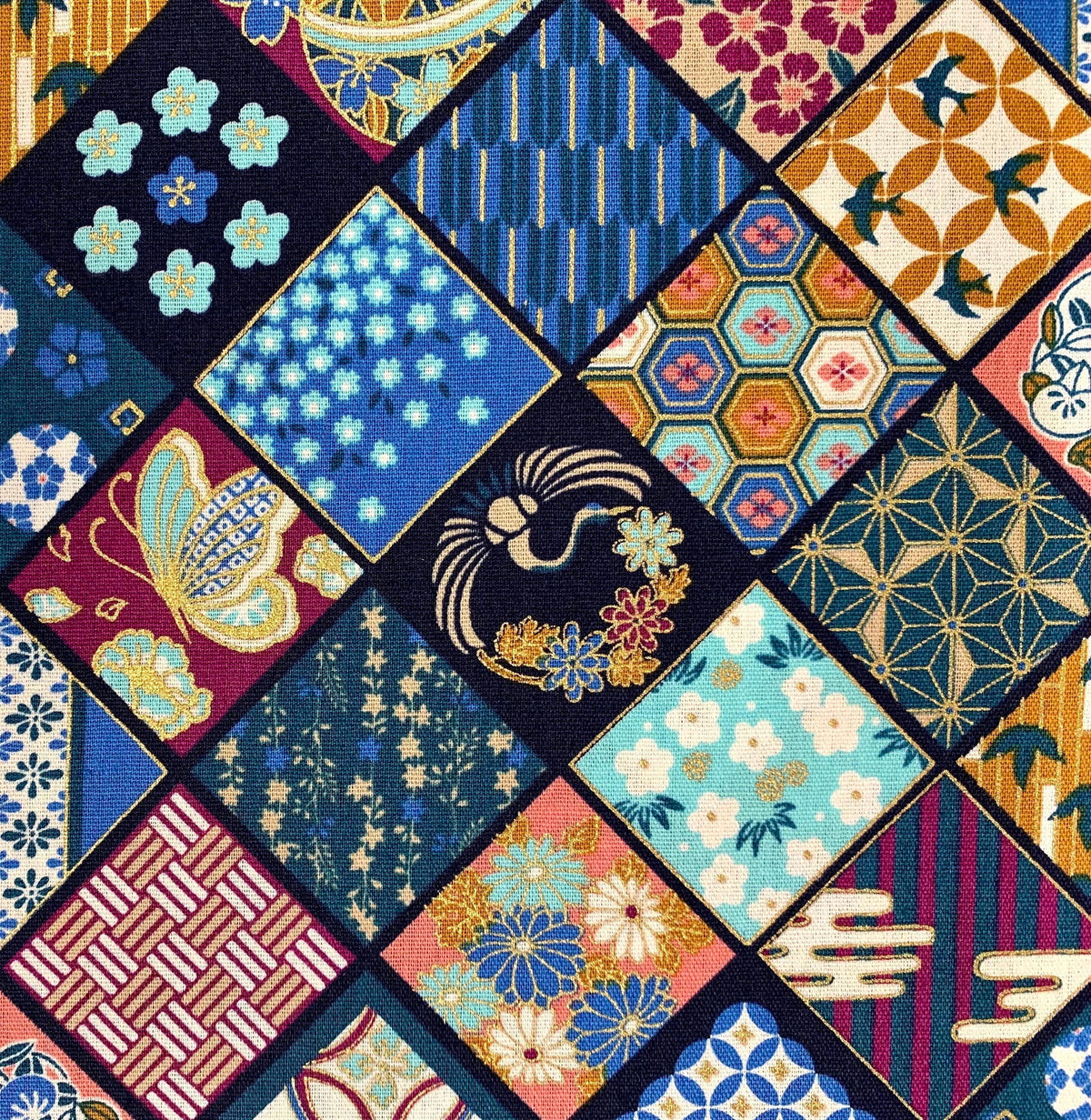 Senyo - Golden Flower Story Cotton Fabric - Indigo Blue