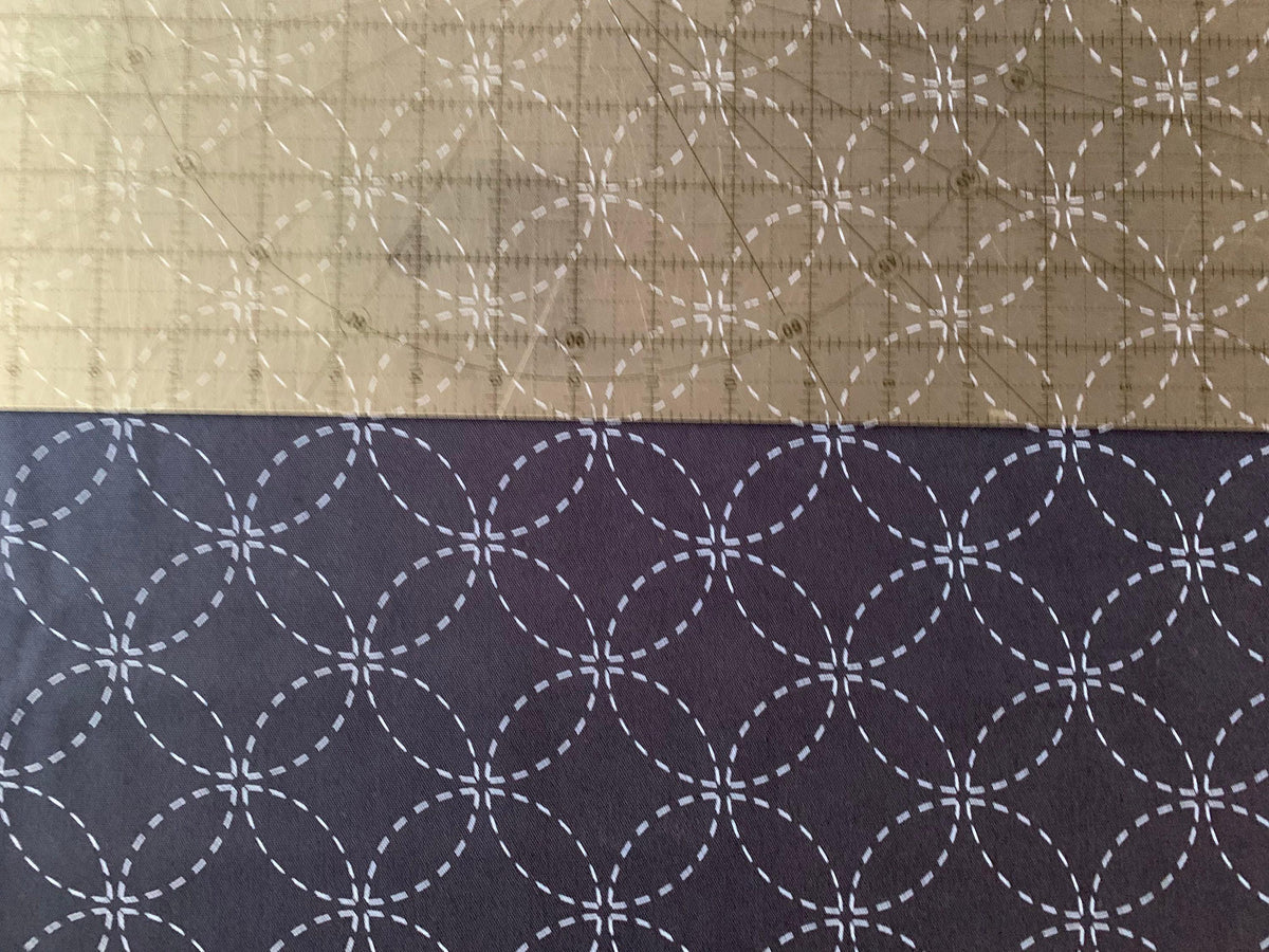 Olympus - Shippou Pre-Printed Sashiko Cotton Fabric - Navy