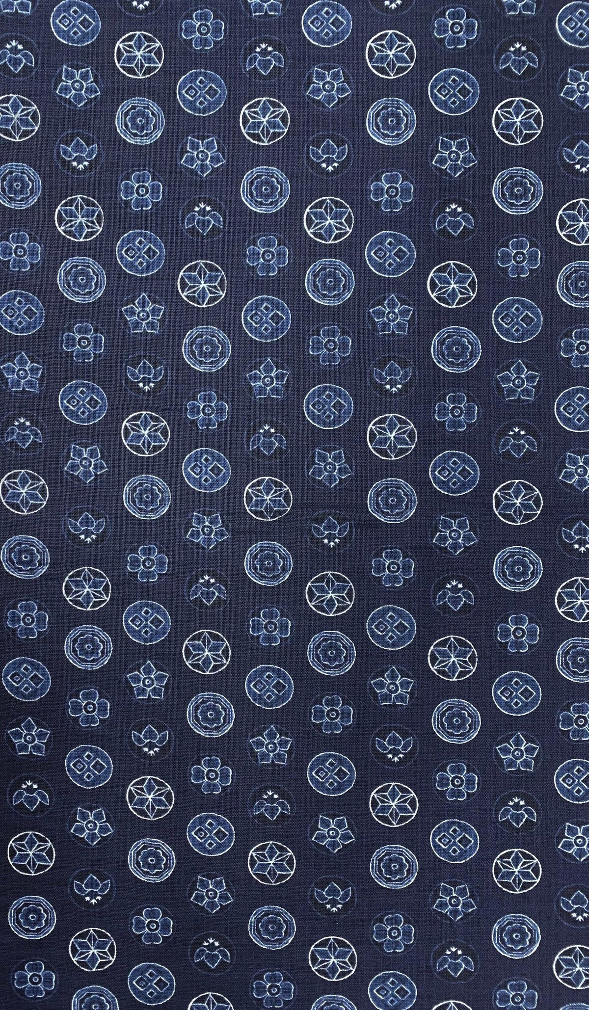 Sevenberry - Vintage Crests Cotton Fabric - Navy Blue