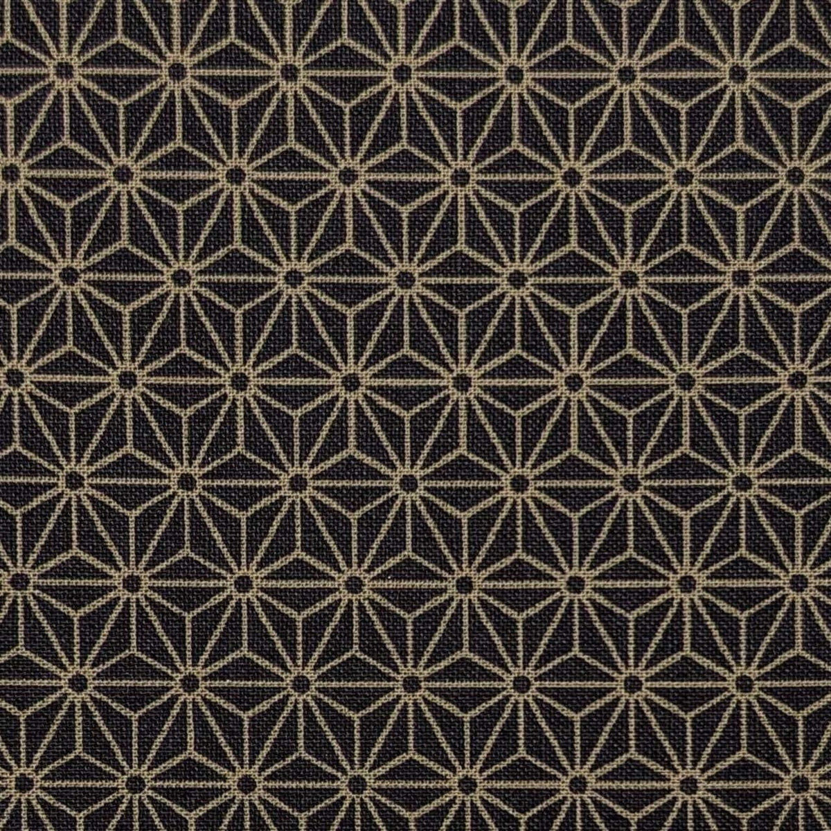 Sevenberry Small Asanoha stars in beige on Japanese cotton fabric 88222-2-15 black & gray