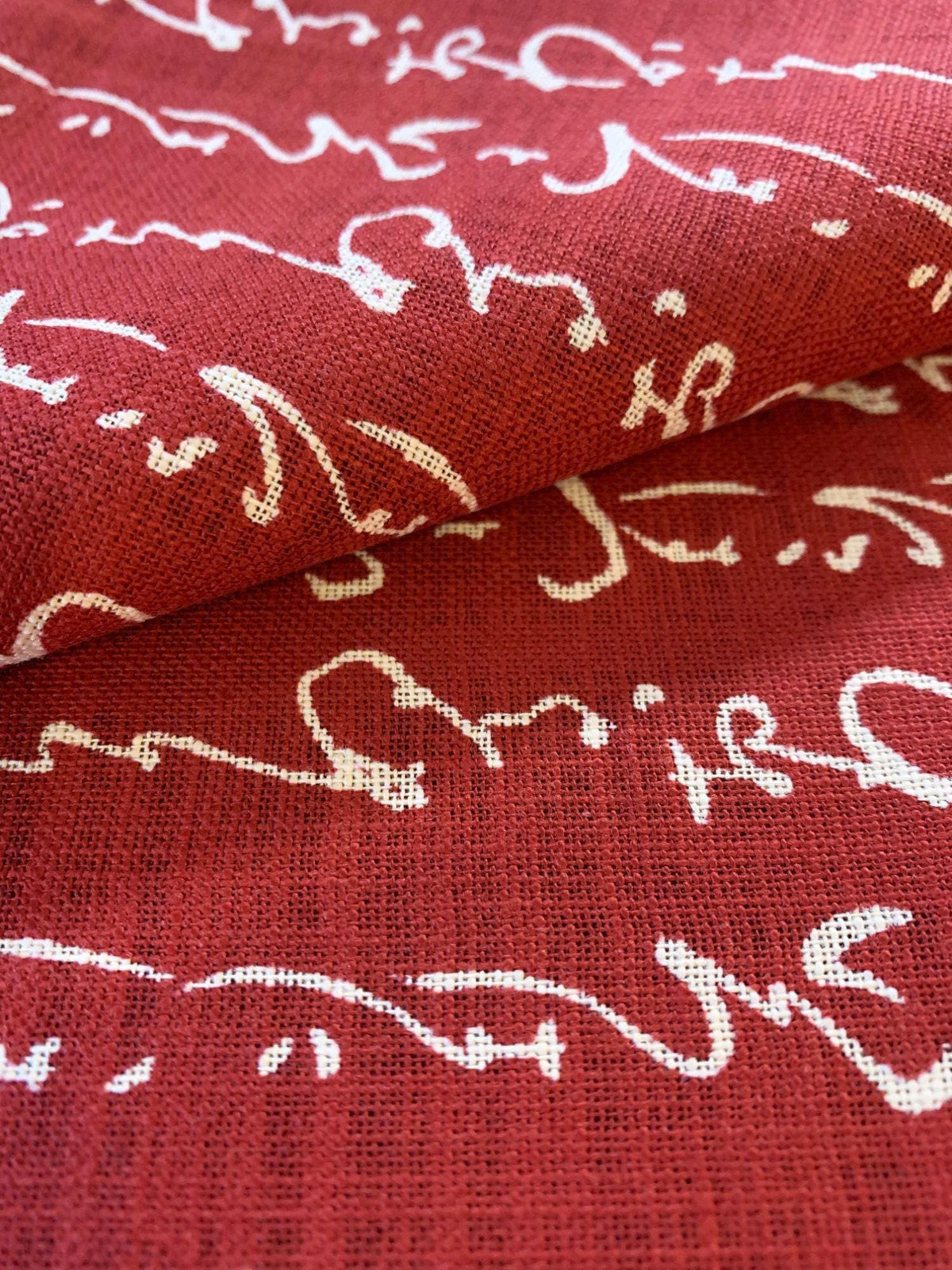 Sevenberry - Calligraphy Homespun Cotton Fabric - Red Beige