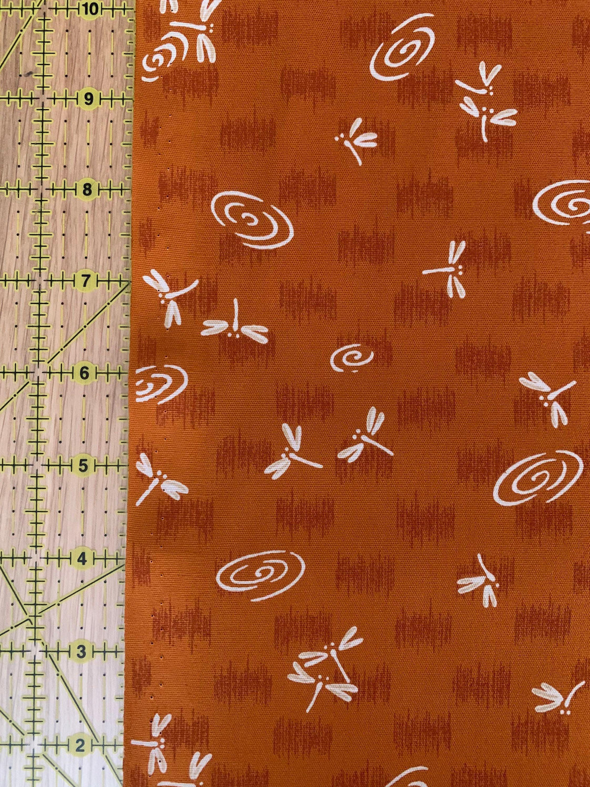 Dragonflies at the Water's Edge Japanese cotton fabric 3030-4C orange