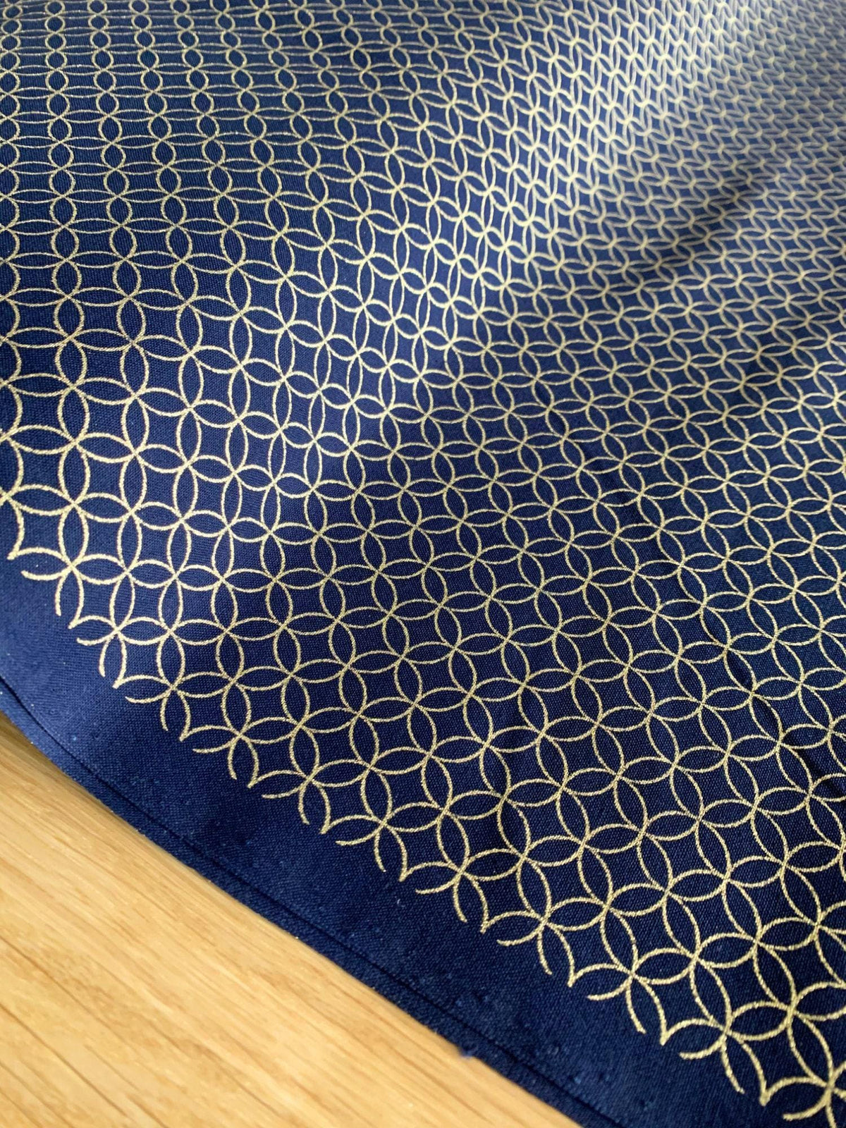 Sevenberry - Golden Shippo Circles Cotton Fabric - Blue