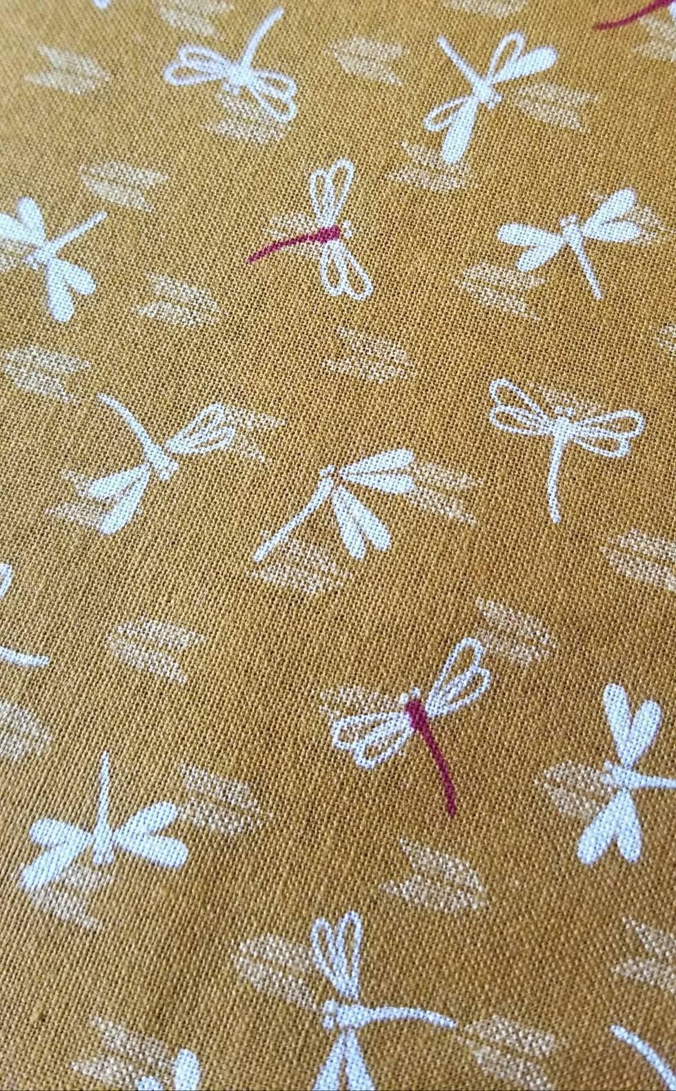 Sevenberry - Dragonflies with Arrows Cotton Fabric - Mustard Yellow