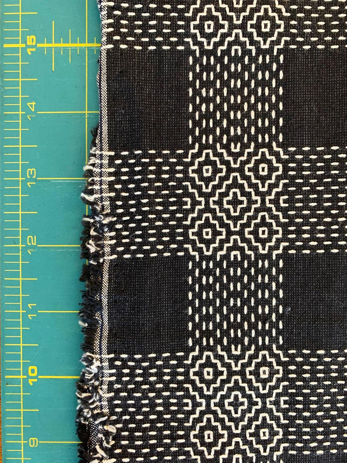 Olympus - Sashiko Sakizomemomen Fabric by the Yard - Black White
