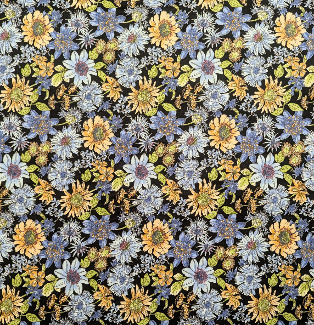 Hokkoh - Meadow Bouquet Cotton Fabric - Black