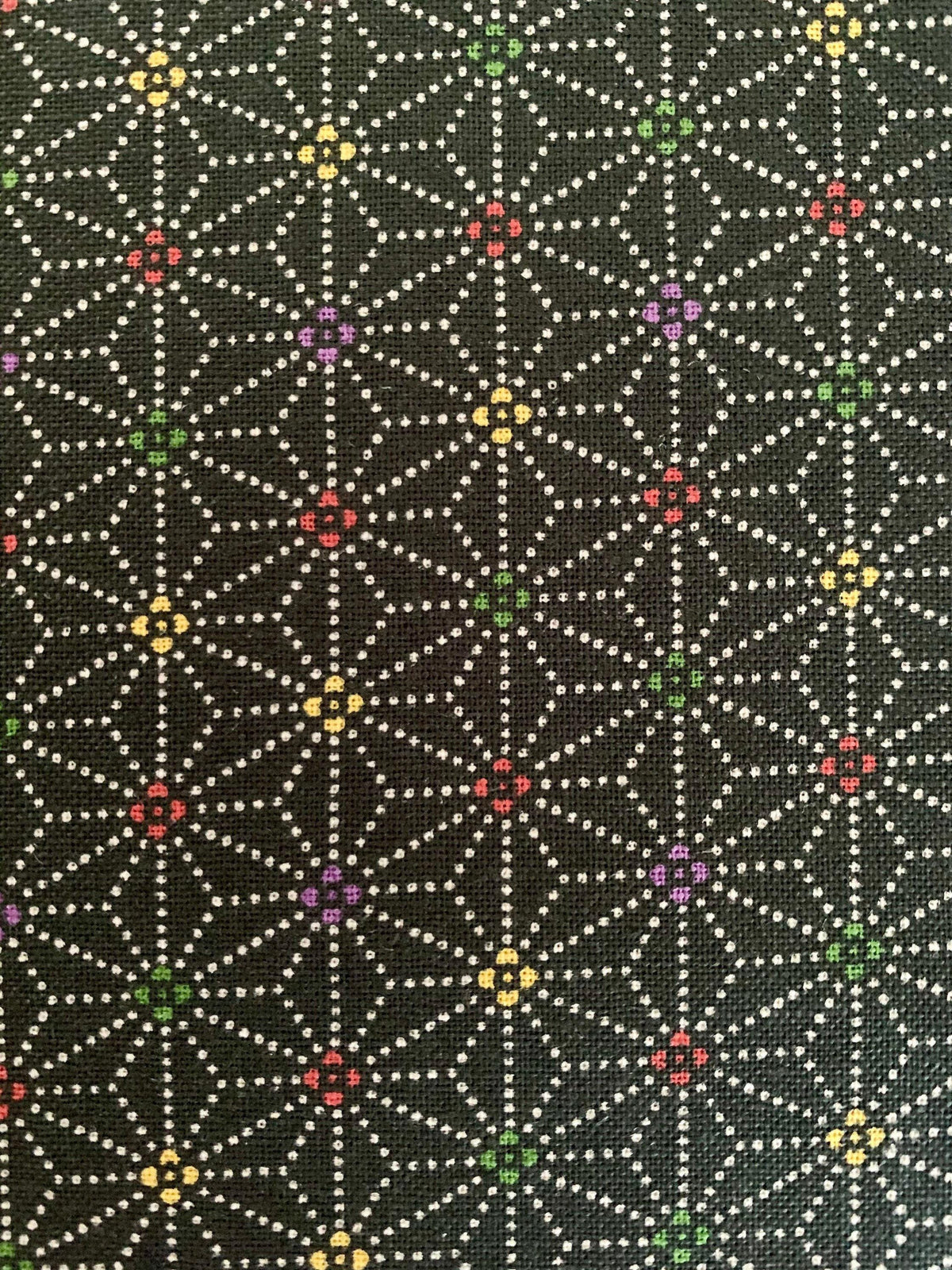 Sevenberry - Dotted Asanoha Stars Cotton Fabric - Black