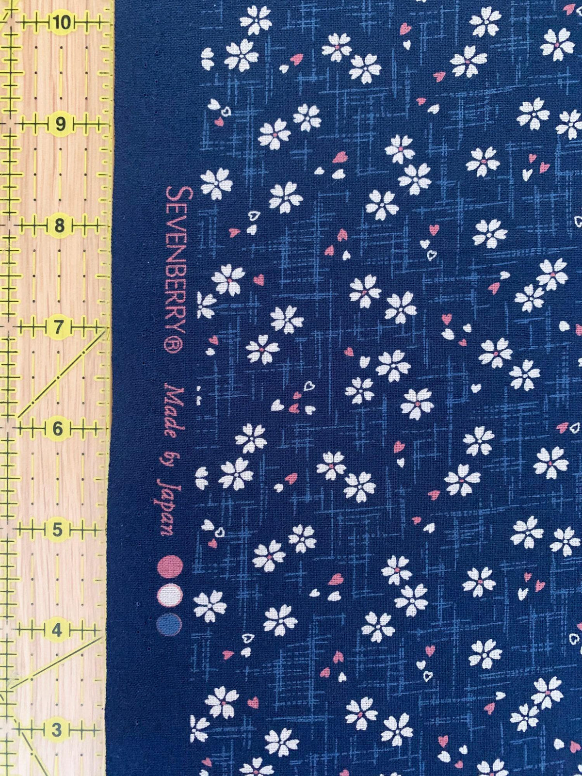 Sevenberry - Tiny Cherry Blossoms Cotton Fabric - Navy Blue