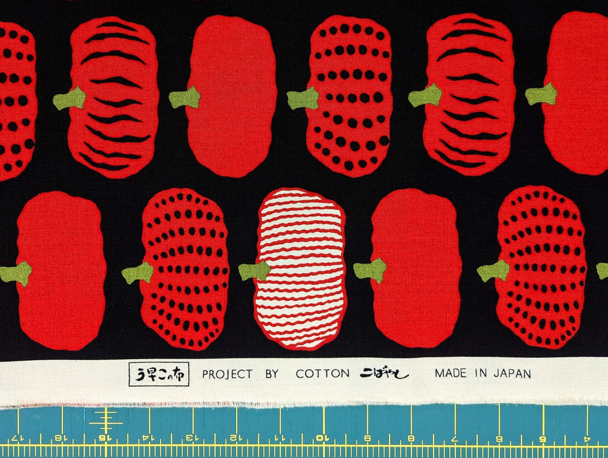 Kokka - Kabocha Pumpkins Cotton Oxford - Red Black