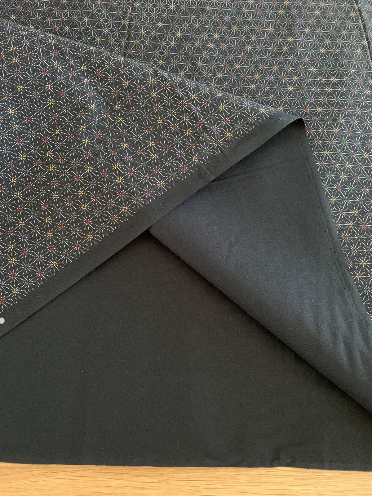Sevenberry - Dotted Asanoha Stars Cotton Fabric - Black