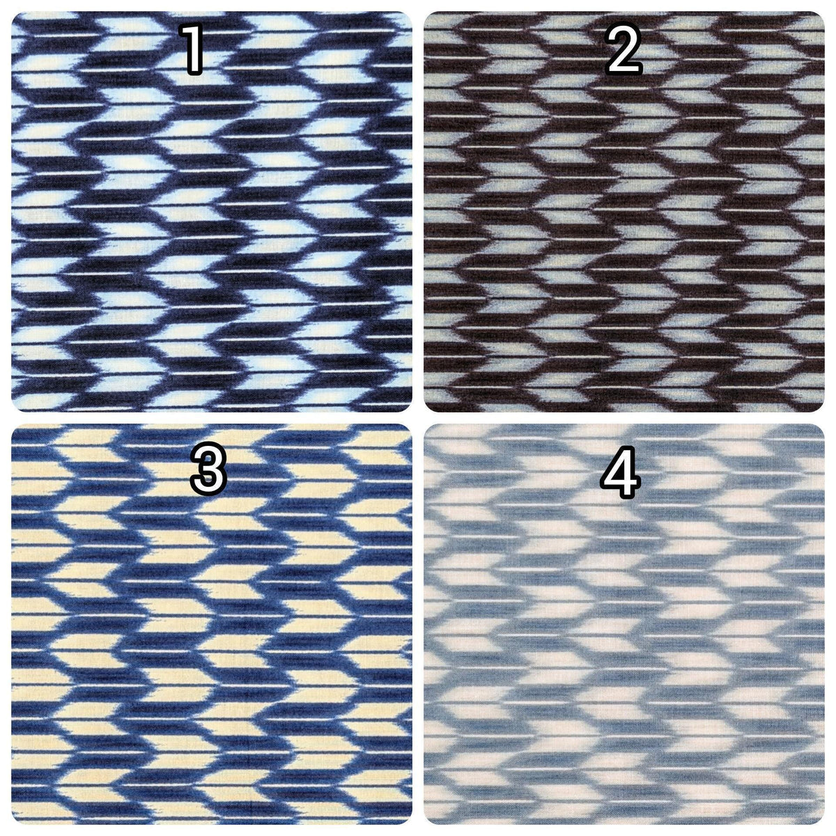 Sevenberry - Arrow Printed Shibori-Style Collection Cotton Fabric - Blue White Navy