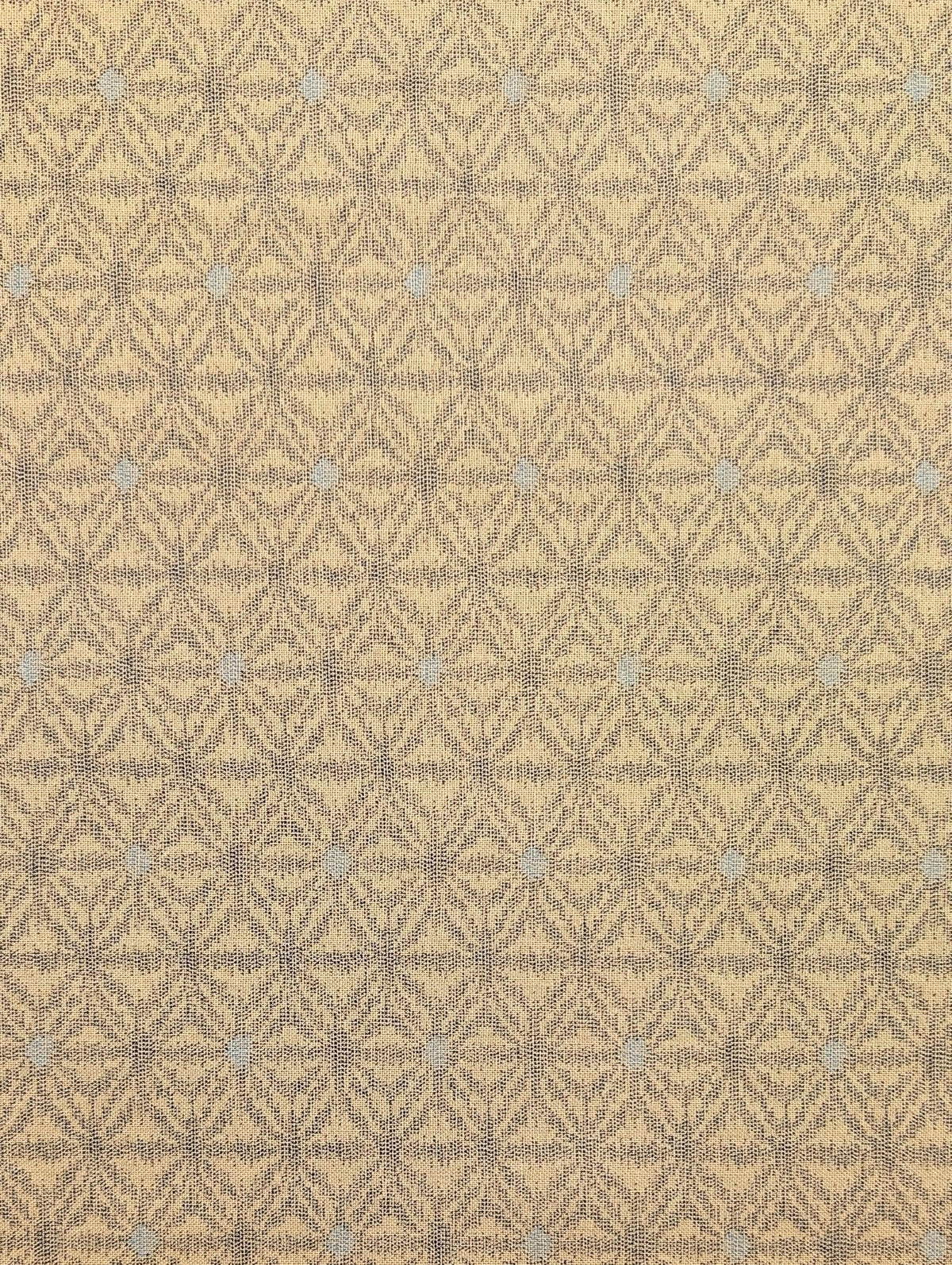 Sevenberry - Printed Ikat Asanoha Variation Stars in Beige and Gray Cotton Fabric - Beige Gray