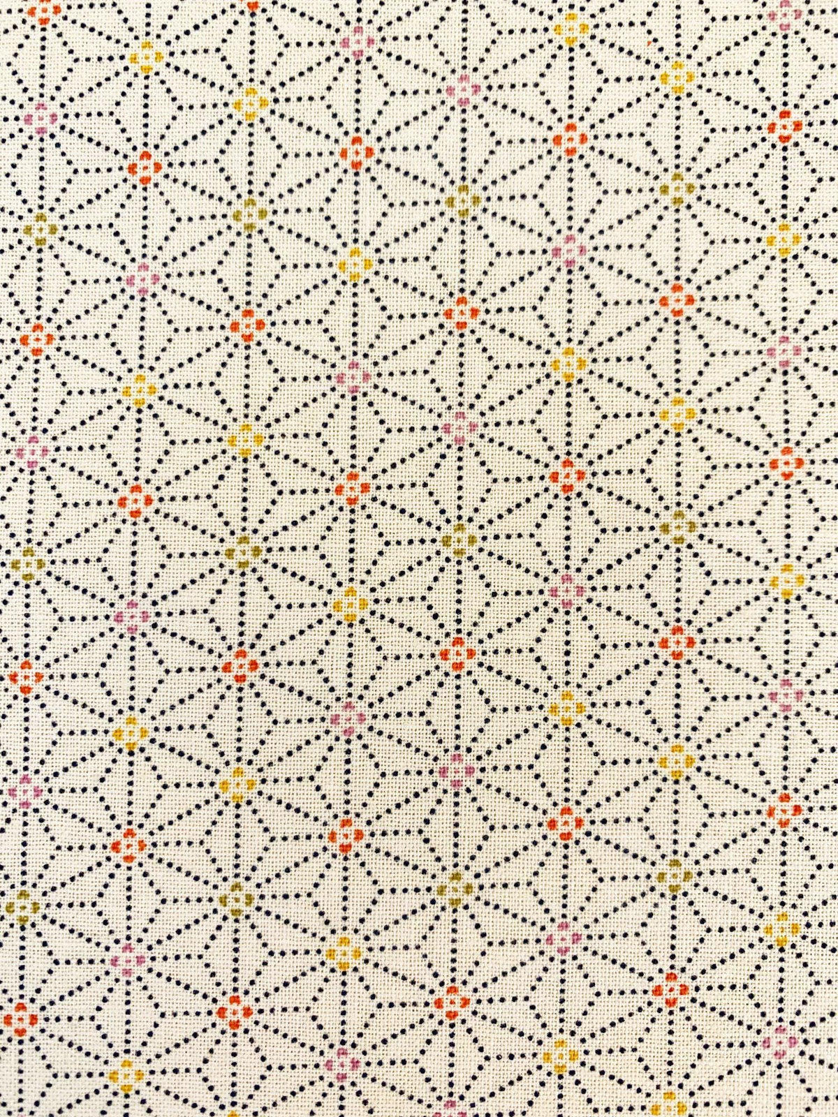 Sevenberry - Dotted Asanoha Stars Cotton Fabric - Ivory