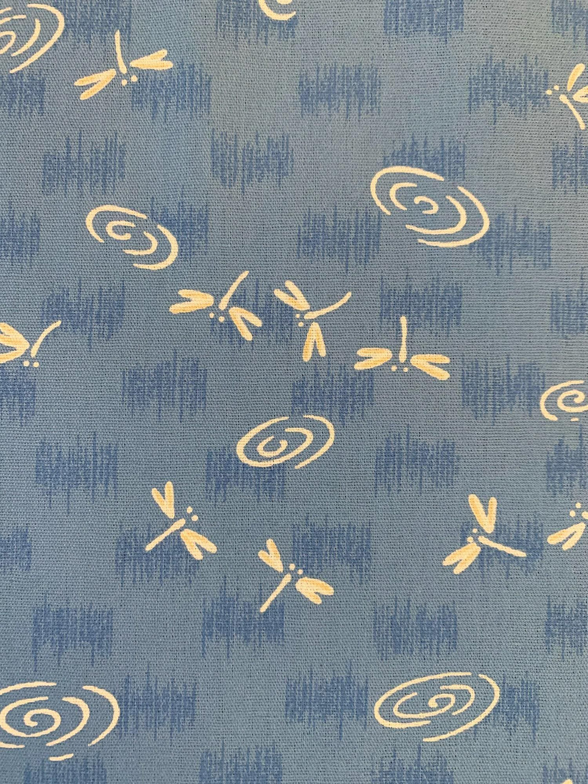 Dragonflies at the Water's Edge in blue Japanese cotton fabric 3030-4B