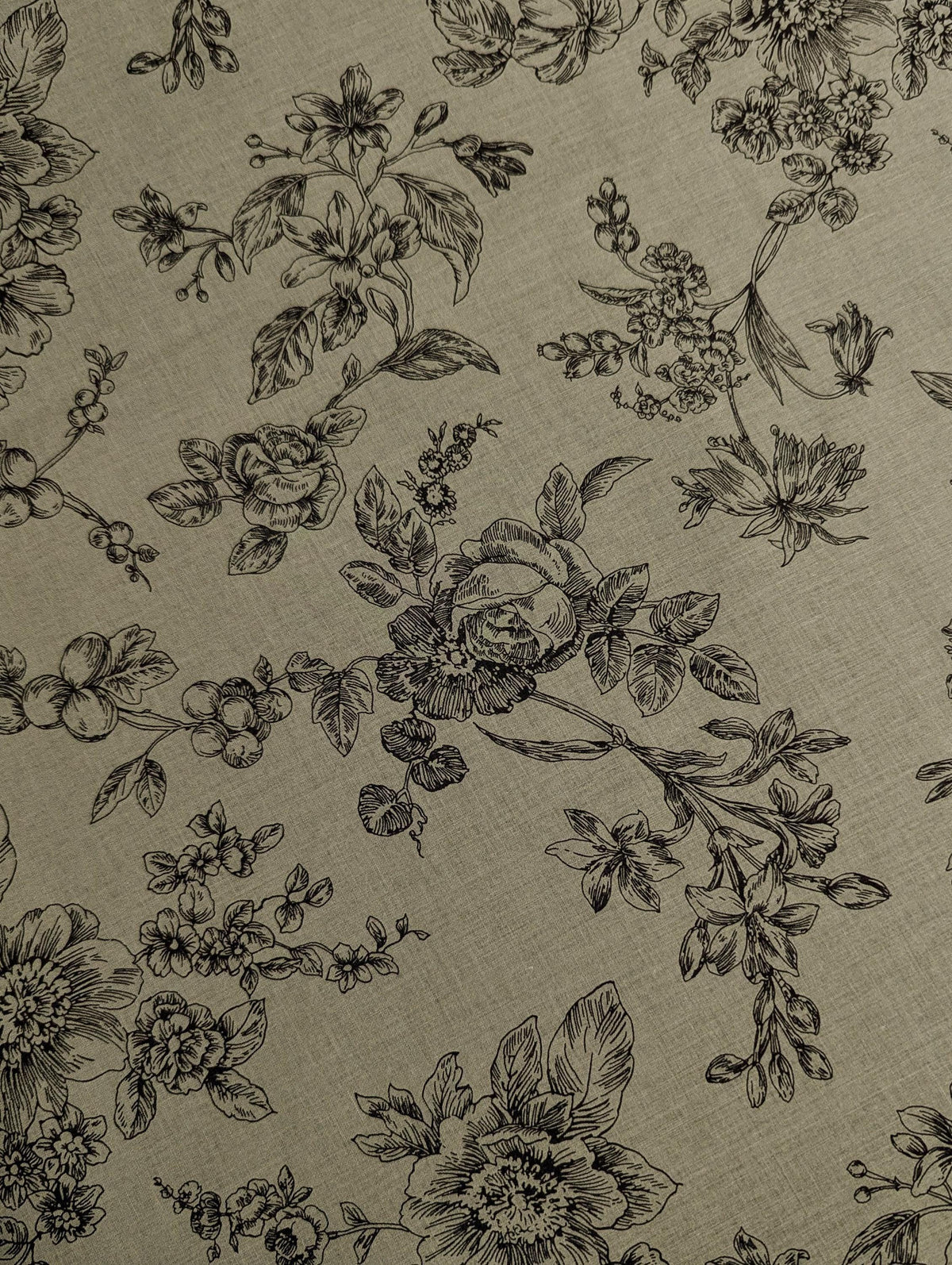 Hokkoh - Botanical Sketch Organic Cotton Lawn - Green and Black