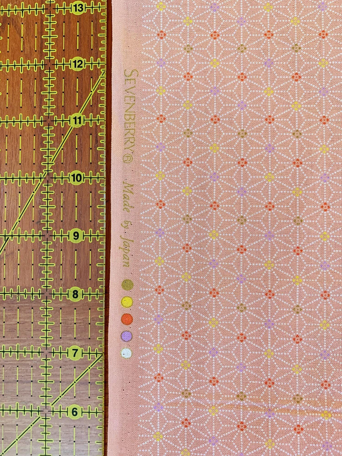 Sevenberry - Dotted Asanoha Stars Cotton Fabric - Pink